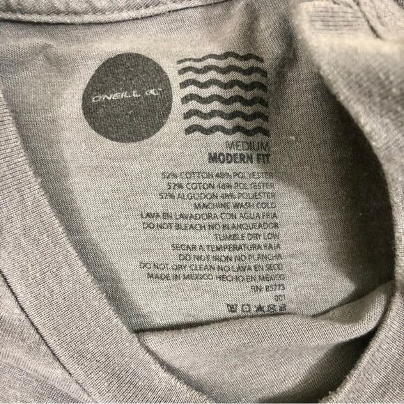 O’Neill Gray with Blue Graphic Print on Front T Shirt Medium Modern Fit - Picture 6 of 16